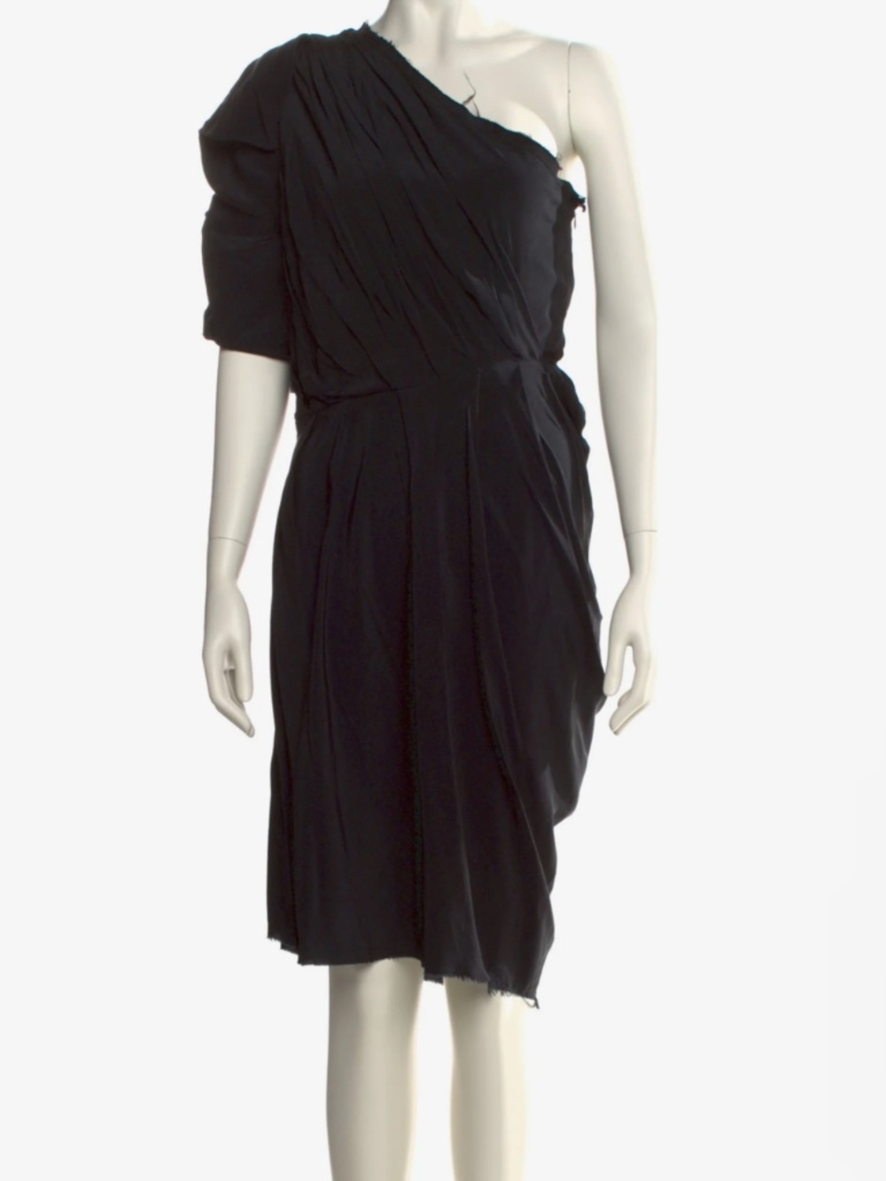 Lanvin One-Shoulder Black Midi Length Dress Size FR38